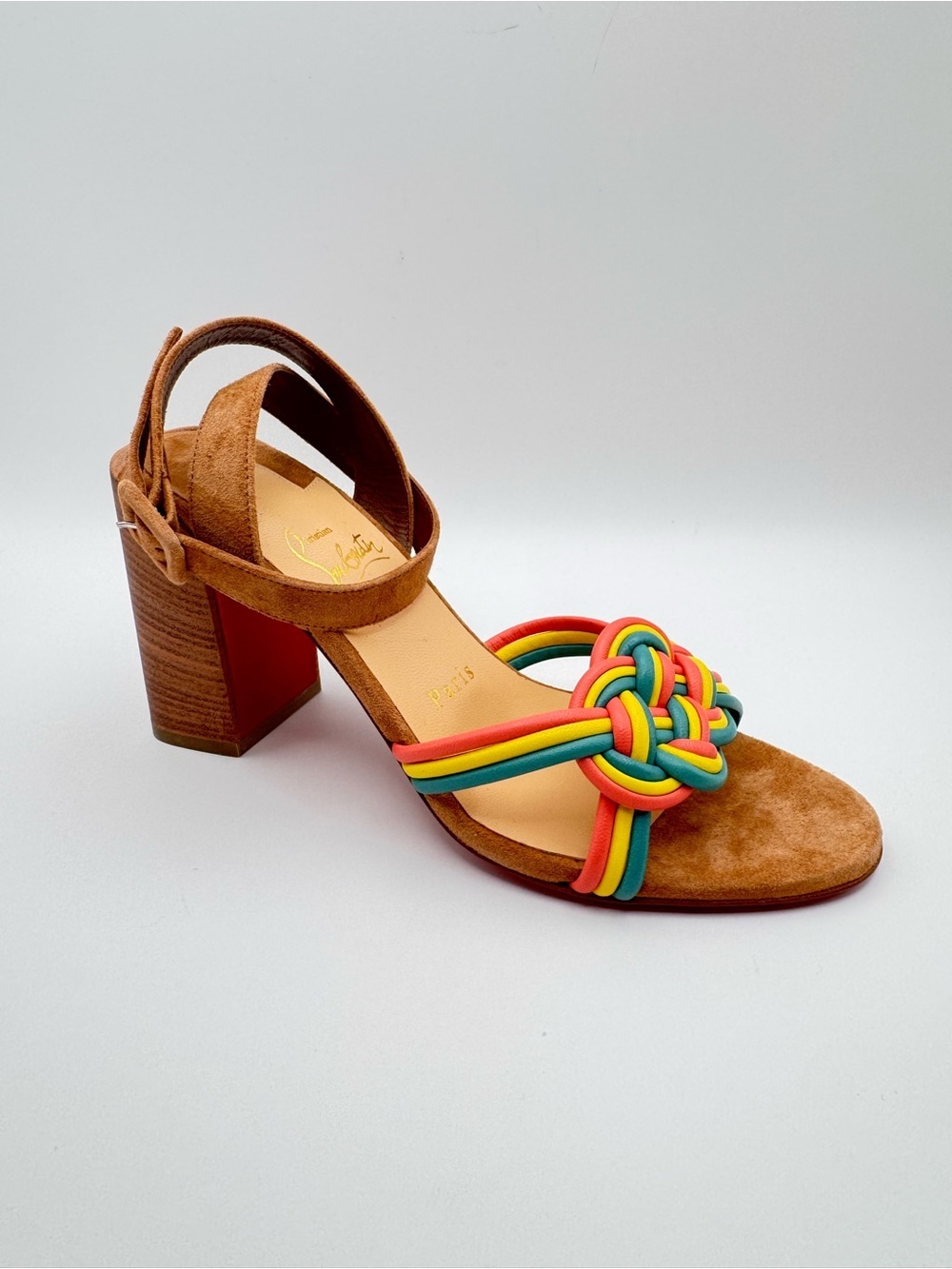 Christian Louboutin Ella 85 Multicolor Knot Suede Sandals EU 37 NIB